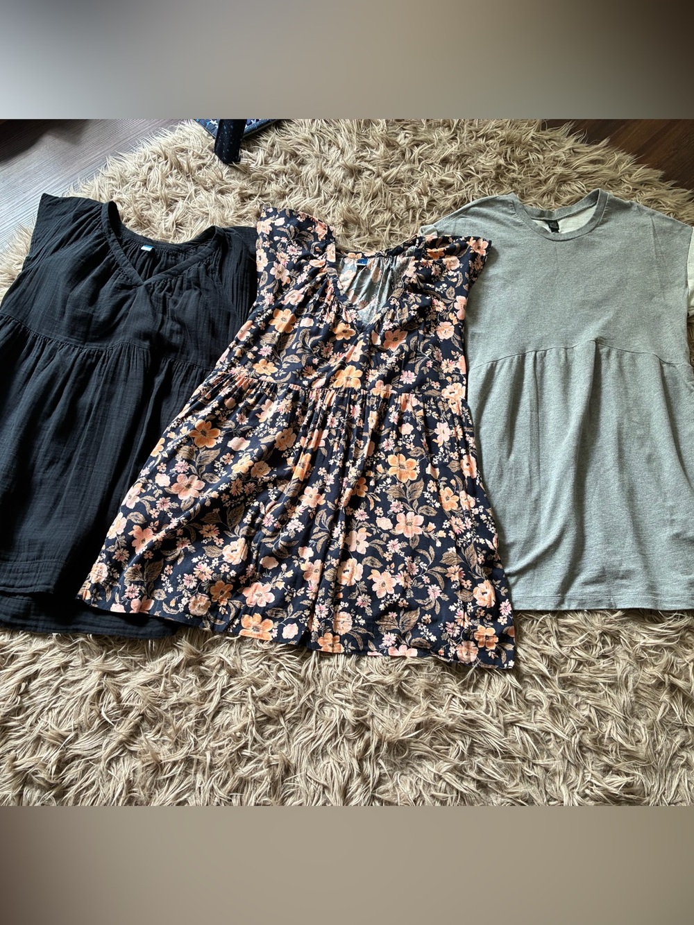 Women’s large L dresses Old Navy Wild Fable black gray floral a-line